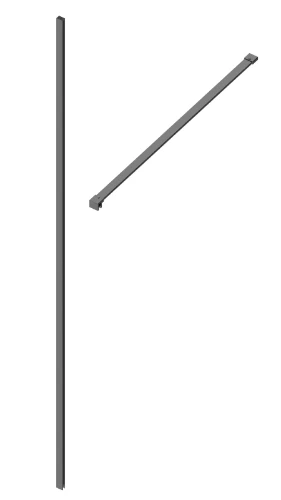 Open Wall 2.0 muurprofiel + rechte stabilisatiestang 1200 mm - Gun metal - mat staal 2067886