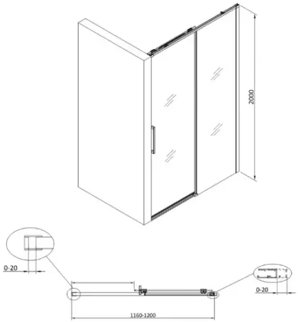 Free Move schuifdeur omkeerbaar 1200 x 2000 mm - transparant Clean - Gun Metal - staal mat 2067915