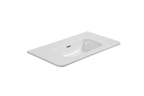 Klaire Round wastafelblad 800 x 465 mm - zonder kraangat - met overloop -  wit 2070037