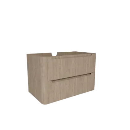 Klaire Round vlakke wastafelonderkast met 2 laden 800 x 450 x 500 mm - eiken 2070047