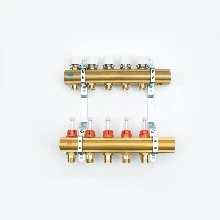 Begetube UFH messing collectorset vloerverwarming met ingebouwde debietmeters en regelkranen 4/4 - 5 x M24 - ophangbeugels 200 mm - met vul- en aflaatkranen 210105905