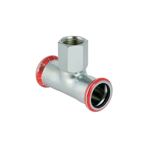 Geberit Mapress C-staal verzinkt verloop T-stuk met binnendraad FFF 28 x 1/2 F x 28 mm 21309