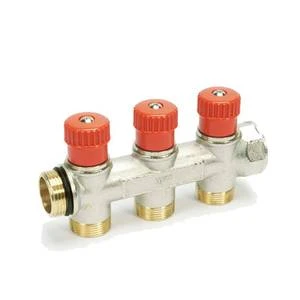 Begetube WP vernikkelde collector met ingebouwde regelkranen met rode knoppen 3/4 - 2 x M24 225071102