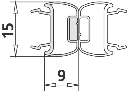 Kermi 1 magneetprofiel 180° voor deur Lengte past tot standaard hoogte 2000 mm 2534770