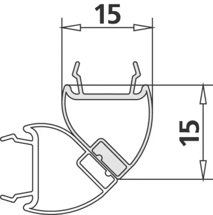 Kermi 1 magneetprofiel 90° rechts voor hoekinstap 2-delig zonder bodemprofiel ( Lengte past tot standaard hoogte 2000 mm 2534972