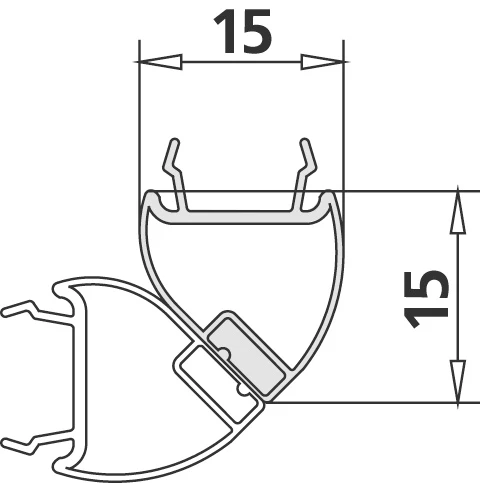 Kermi 1 magneetprofiel 90° rechts voor hoekinstap 2-delig zonder bodemprofiel ( Lengte past tot standaard hoogte 2000 mm 2534972