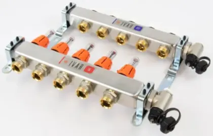 Begetube UFH inox collectorset voor vloerverwarming met topmeters