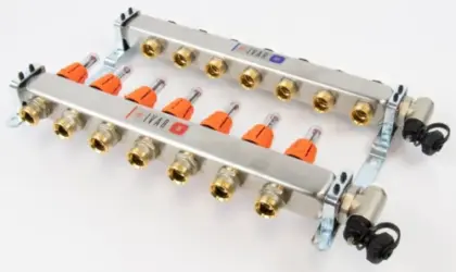 Begetube UFH inox collectorset voor vloerverwarming met topmeters