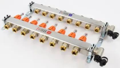 Begetube UFH inox collectorset voor vloerverwarming met topmeters