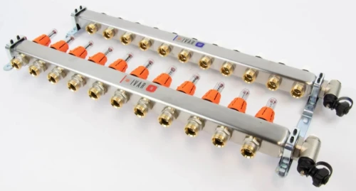 Begetube UFH inox collectorset voor vloerverwarming met topmeters