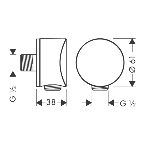 Hansgrohe Fixfit S muuraansluitbocht met terugslagklep 1/2 - met kunststof aansluiting - Brushed Bronze 26453140