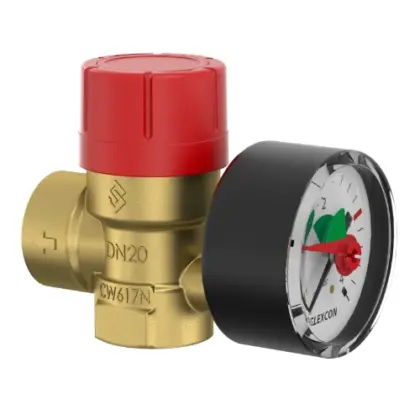 Flamco Prescomano overdrukventiel met manometer FF 3/4 - 3 bar 27090