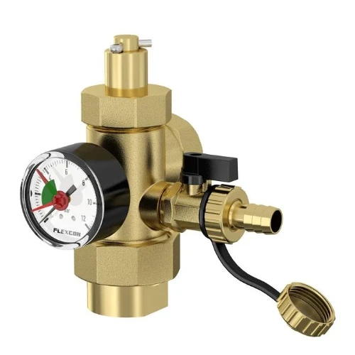 Flamco Flexcon aansluitstuk met manometer 4/4 x 63 mm voor expansievaten 27293
