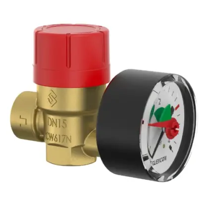 Flamco Prescomano overdrukventiel met manometer FF 1/2 - 3 bar 27683