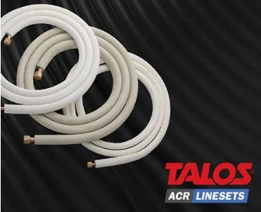 Talos ACR Linesets Twin geisoleerde koper koelleiding met flairkoppeling 1/4 x 1/2 (rollengte 10m) - wit - met isolatie Pe-X - prijs per rol 2821028082975