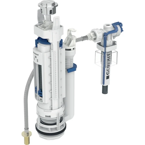 Geberit type 290-383 binnenwerk spoeling met 2 hoeveelheden - wateraansluiting universeel - 3/8 - nippel van messing - Glansverchroomd 283.354.21.5