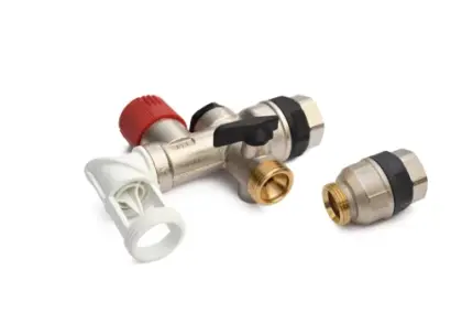 boilerveiligheidsgroep draaibare afvoer MF EK3/4 x 3/4 - met 2 electrolysekoppeling - inox zitting - rood 285300231