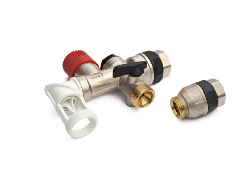 boilerveiligheidsgroep draaibare afvoer MF EK3/4 x 3/4 - met 2 electrolysekoppeling - inox zitting - rood 285300231