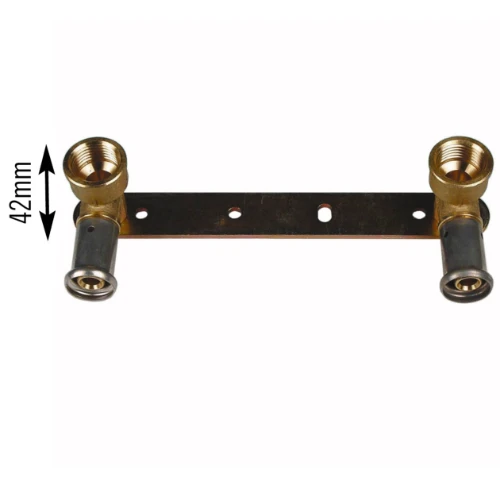 Henco messing pers badbrug met overgangsbocht 90° FF 14 x 1/2 F - 16 x 1/2 F - opbouw 28P-14041604-1