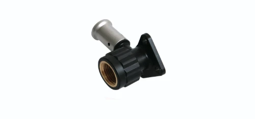 Henco PK-serie PVDF pers muurplaat 90° FF 16 x 1/2 F - incl. stop 1/2 M - kort model 2PK-1604KBP