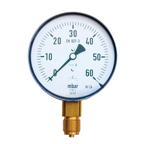 Euro-Index KP100 gasmanometer 100 mm x 1/2 - 0-100 mbar - radiaal 31307