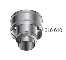 Roccheggiani DP25 inox dubbelwandig trekkende kap 200 mm (200/250) 31.661.02.00
