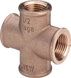 Viega brons kruis T-stuk 90° FFFF 3/4 x 3/4 x 3/4 x 3/4 320621