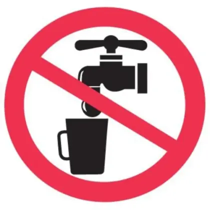 Picto pictogram 'geen drinkwater' 50 x 50 mm op stickervel per 3 - prijs per vel 323005
