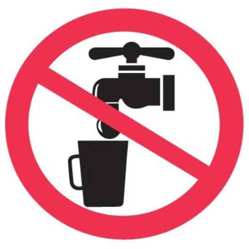 Picto pictogram 'geen drinkwater' 50 x 50 mm op stickervel per 3 - prijs per vel 323005