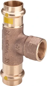 Viega Profipress Gas verloop T-stuk met binnendraad FFF 15 x 1/2 F x 15 mm 352707