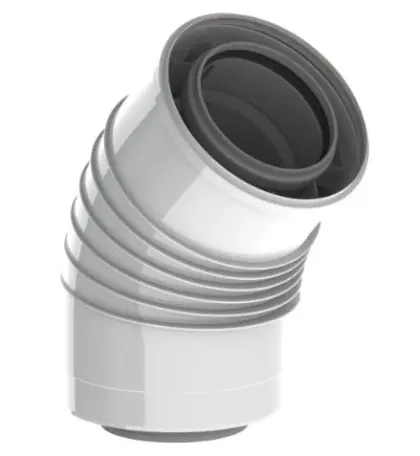 Burgerhout Twinsafe concentrisch PP/alu bocht 45° MF 100/150 mm 41.008.43.63