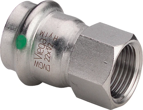 Viega Sanpress Inox puntstuk FF 15 x 1/2 F 436575