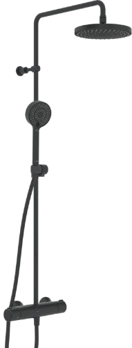 Hansa Hansamicra douchethermostaatset - zwart mat - Micra douchethermostaat - hoofddouche rond 200 mm - handdouche - doucheflexibel 1/2 x 1750 mm 4435013033