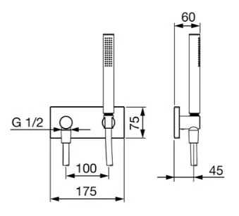Hansa Matrix Living kleurset met handdouchehouder en wandaansluitbocht - doucheflexibel 1/2 x 1250 mm - zwart mat 44430100-33