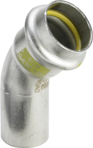 Viega Sanpress Gas inox inschuif bocht 45° MF 28 x 28 mm 486228