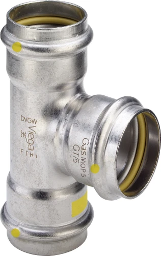 Viega Sanpress Gas inox T-stuk FFF 22 x 22 x 22 mm 486488