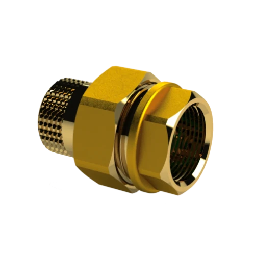 Brassline messing 3-delige rechte koppeling conisch dichtend MF 1/2 x 1/2 (zak 5st) - prijs per stuk - enkel geschikt voor water 509004S
