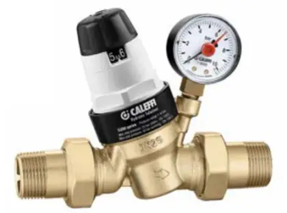 Caleffi 535 drukregelaar FF 3/4 x 3/4 - 1-6 bar - met manometer - monoblok patroon - messing 535051