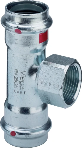 Viega Prestabo staal verzinkt verloop T-stuk met binnendraad FFF 28 x 3/4 F x 28 mm 558925