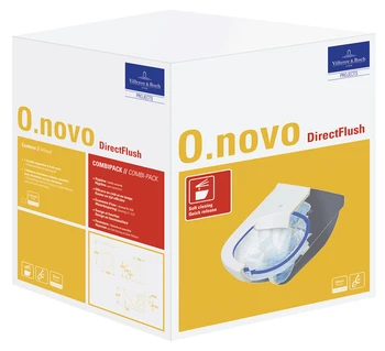 Villeroy & Boch O.Novo hangtoilet PACK DirectFlush (Hangtoilet + zitting met softclose) zonder spoelrand - wit - B360xD560 mm 5660HR01