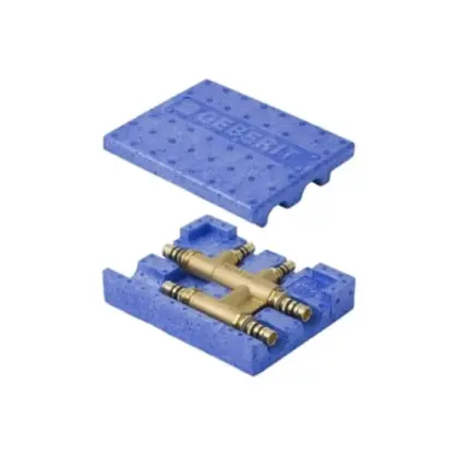 Geberit Mepla kruis T-stuk 90° MMMM met isolatiebox 26 x 20 x 26 mm 613.313.00.5