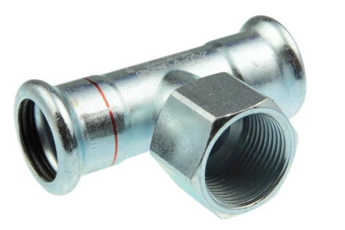 VSH Xpress staal verzinkt verloop T-stuk met binnendraad FFF 42 x 1/2 F x 42 mm 6202867