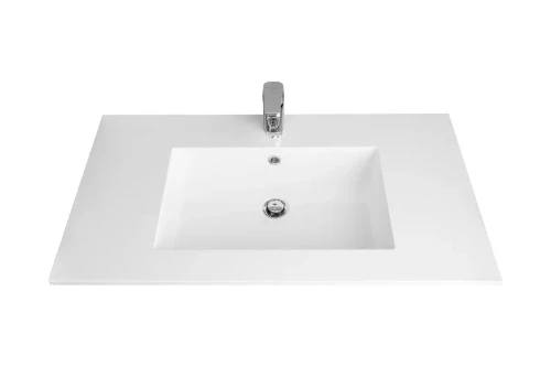 Quadra wastafelblad kunstmarmer met 1 waskom midden 900 x 500 mm - wit 629502091103