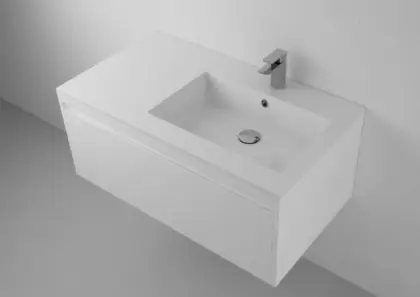 Quadra wastafelblad kunstmarmer met 1 waskom rechts 900 x 500 mm - wit mat 629502092133