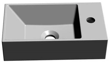 Thiny handenwasser 400 x 220 mm - wit - kunstmarmer - met kraangat rechts - zonder overloop 629504043103