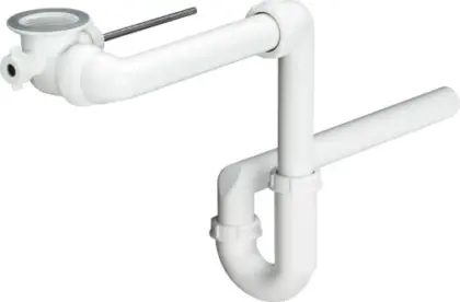 Viega Universal PP enkele buissifon plaatstbesparend met excenterfunctie 5/4 x 32 mm - wit kunststof 641696