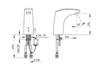 Hansa Hansaelectra electronische wastafelmengkraan 6V - met temperatuurhendel - chroom 64432219