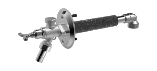 Hansa Eis vorstbestendige buitenmuurkraan met beluchter - chroom mat chroom - met sleutel - maximale diepte 450 mm inkortbaar - belgaqua gekeurd 69509101