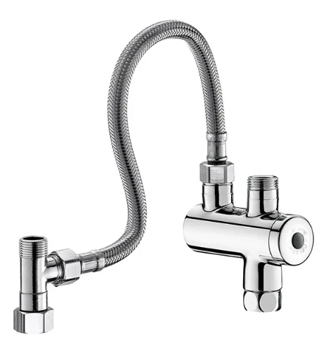 Delabie Premix Nano thermostatische kraan 3/8 - chroom - met aansluitset 300 mm 732230