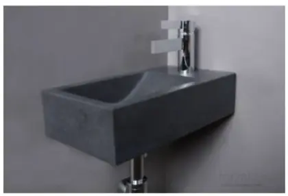 Thiny handenwasser 400 x 220 mm - graniet gezoet - met kraangat rechts - zonder overloop 8010251